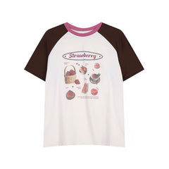 Cottage Strawberry Raglan Sleeve Oversized Tee - fairypeony