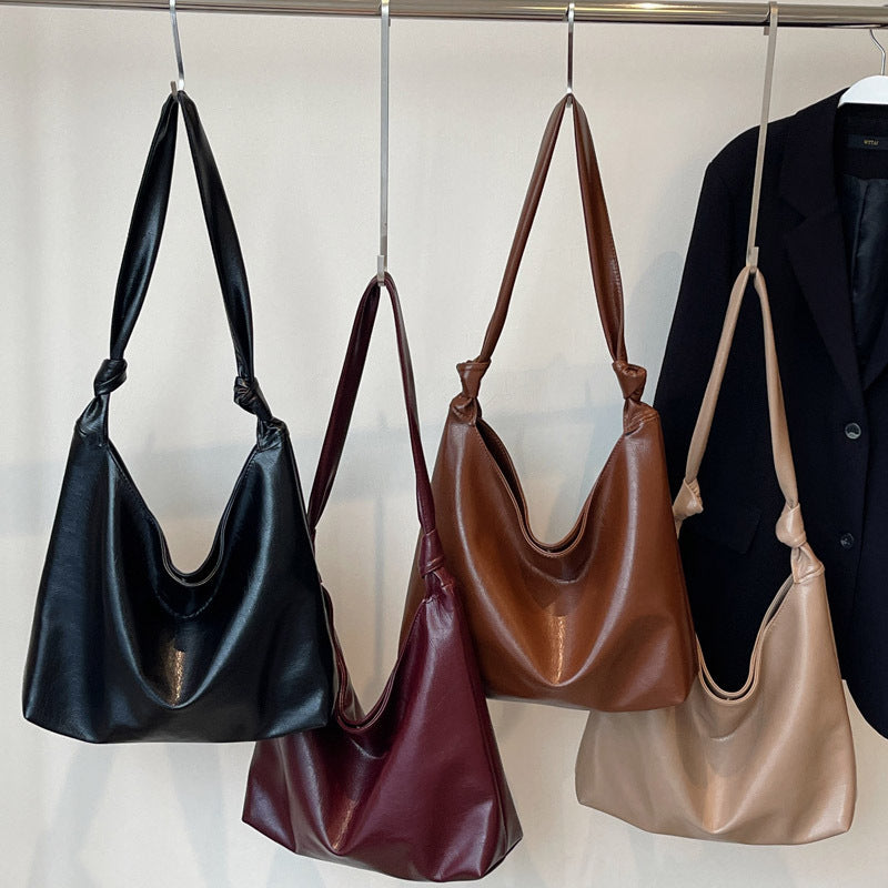 Large Capacity Pu Leather Shoulder Bag - fairypeony