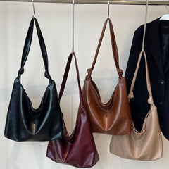 Large Capacity Pu Leather Shoulder Bag - fairypeony