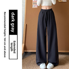 Curved Hem High-Waist Wide-Leg Sweatpants – Soft Cotton Blend Casual Trousers in Regular & Extended Length