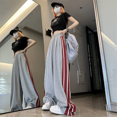 Contrast Side Stripe Baggy Sweatpants - fairypeony