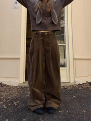 Loose Wide-Leg Corduroy Work Pants – Fleece-Lined Unisex Retro Trousers