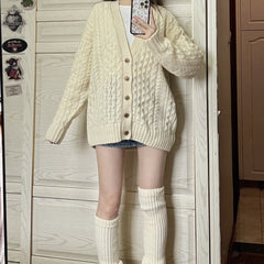 Vintage Loose Cable Knit Cardigan