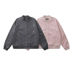 Metal Star Oversized Zip Up Bomber Jacket - fairypeony
