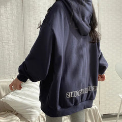 Solid Color Letter Print Oversized Hoodie