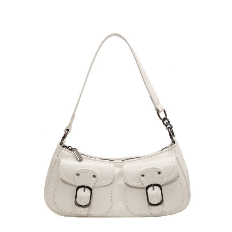 Buckled Strap Pu Leather Shoulder Bag - fairypeony