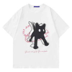 Kitten Print Letter Oversized T-shirt