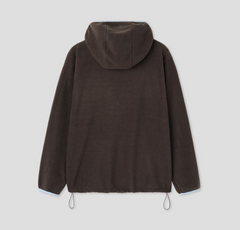 Fleece Hooded Zip-Up Jacket – Double Pocket Casual Winter Coat in Apricot and Brown