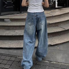 Vintage Wash Baggy Wide Leg Jeans