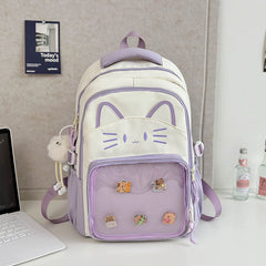 Embroidered Cute Kitten Backpack