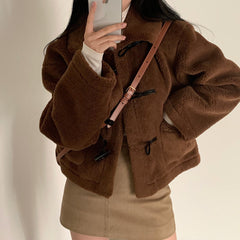 Aesthetic Lamb wool Horn Button Jacket