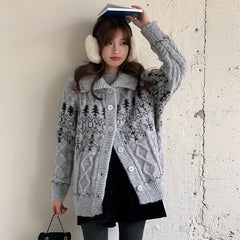 Twist Weave Thick Thermal Knitting Cardigan