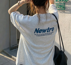 Solid Color Letter Print Oversized T-shirt