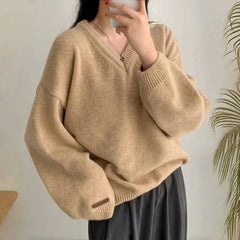 Dark Academia V-Neck Oversized Sweater