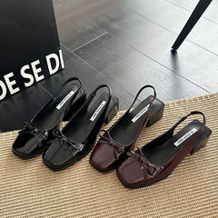 Retro Square Toe Mary Jane Sandals - fairypeony