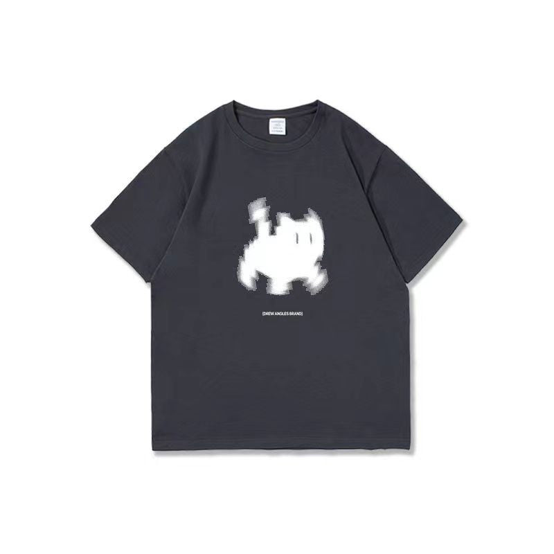 Aesthetic Black Cat Print Oversized T-shirt - fairypeony