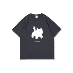 Aesthetic Black Cat Print Oversized T-shirt - fairypeony