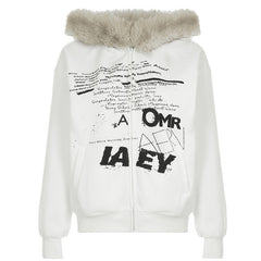 Retro Simple Letter Print Jacket