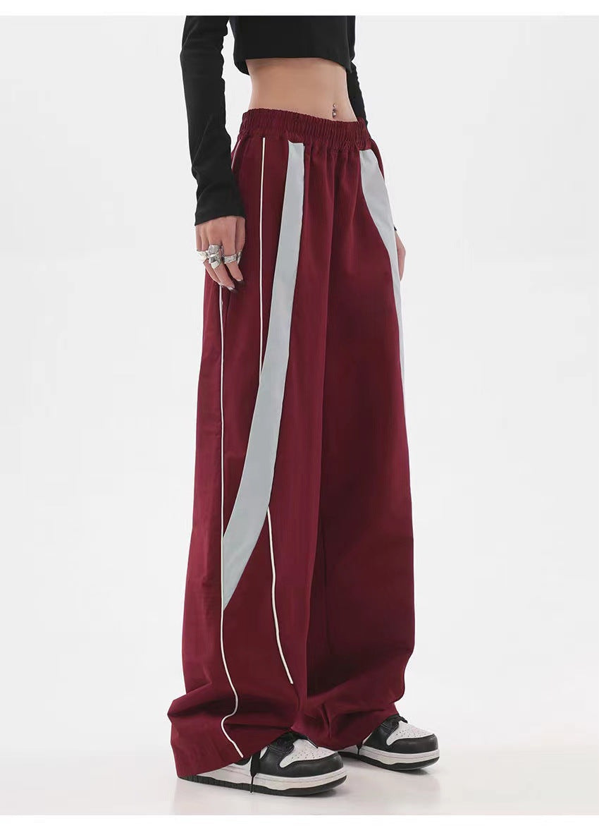 Piping Patchwork Baggy Sweatpants - fairypeony