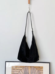 Large Capacity Suede Tote Bag – Lightweight Minimalist Shoulder Bag in Brown & Black