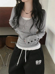 Womens V Neck Long Sleeve Slim Fit Top Button Detail Moddal Casual Blouse