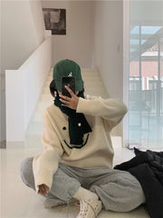 Smiley Face Oversized Sweater - fairypeony