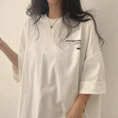 Letter Print Oversized Short Sleeve Tee
