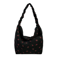 Strawberry Print Corduroy Shoulder Bag