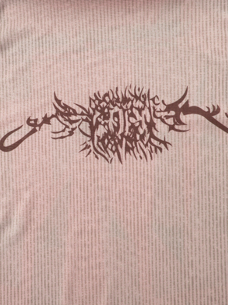 Vintage Print Mesh Long Sleeve Tee - fairypeony