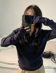Slim Fit Solid Color Long Sleeve Knit Top – Soft Fitted Pullover