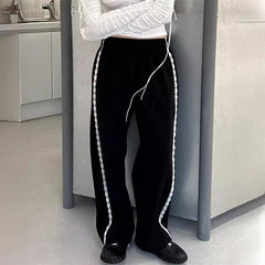 Aesthetic Lace Detail Baggy Sweatpants