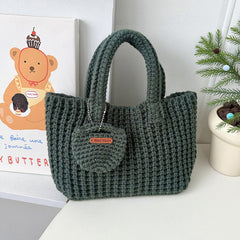 Aesthetic Crochet Solid Color Handbag