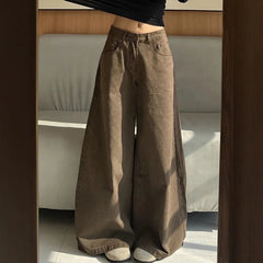 Womens High Waisted Wide Leg Denim Pants
