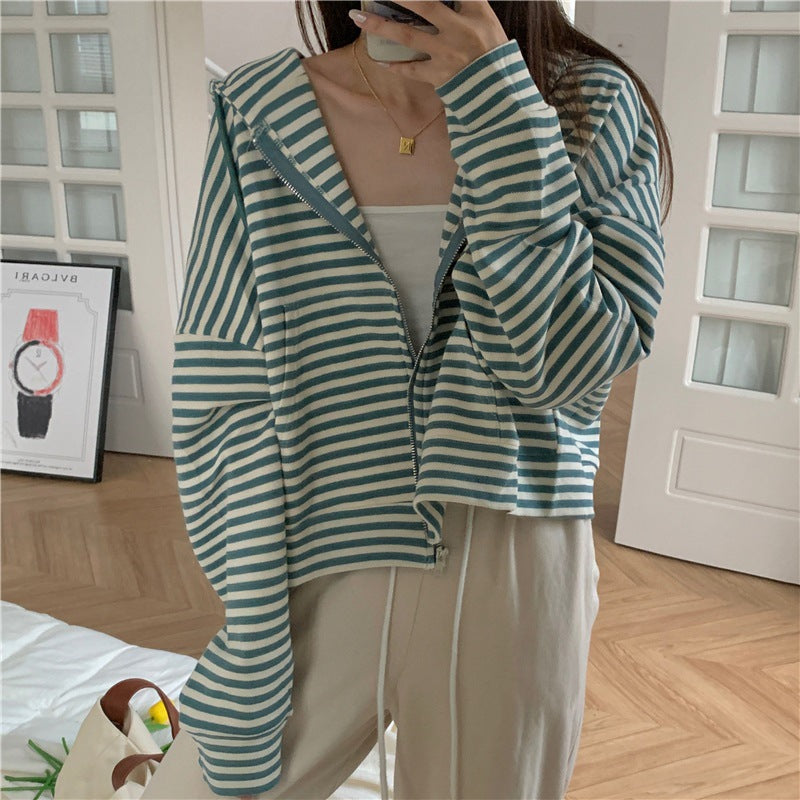 SpringAutumn Loose Long-sleeve Short Trendy Hooded Jacket - fairypeony