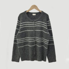 Dark Academia Round Neck Striped Cardigan