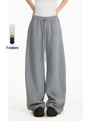 Solid-color straight-leg curved knife-style casual pants