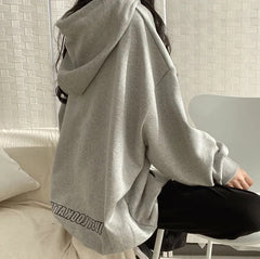 Solid Color Letter Print Oversized Hoodie