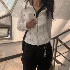 Zipper Detail Y2K Jacket - fairypeony