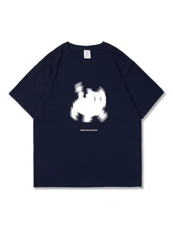 Aesthetic Black Cat Print Oversized T-shirt - fairypeony