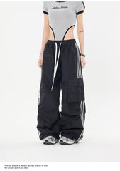 Vintage Side Striped Baggy Cargo Sweatpants - fairypeony