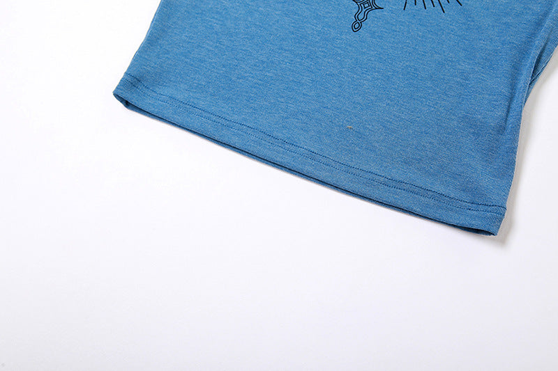 Punk Print Raglan Short Sleeve Crop Top - fairypeony