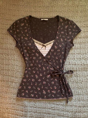 Floral-print fitted T-shirt