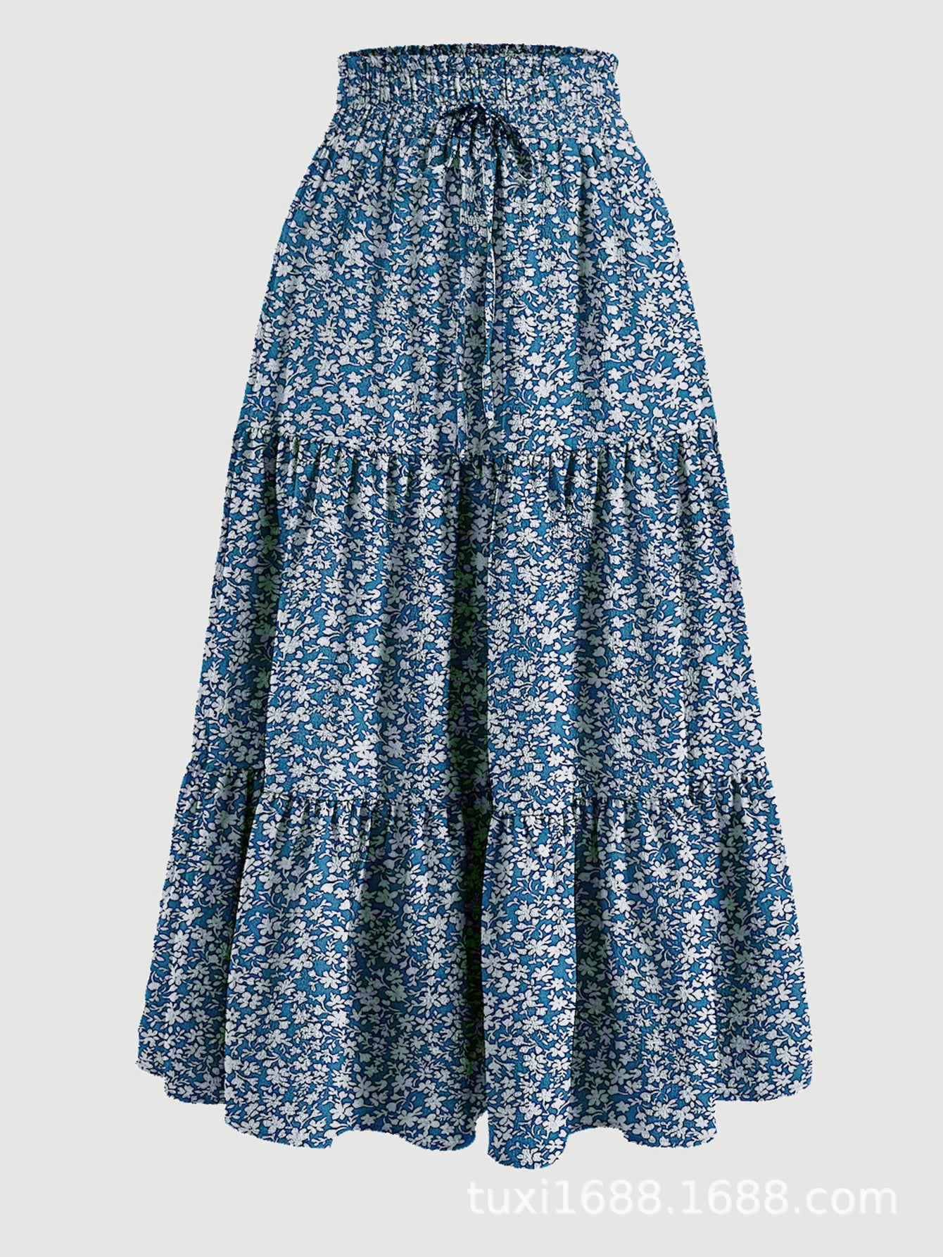 Floral Print Elastic Waist Maxi Skirt - fairypeony