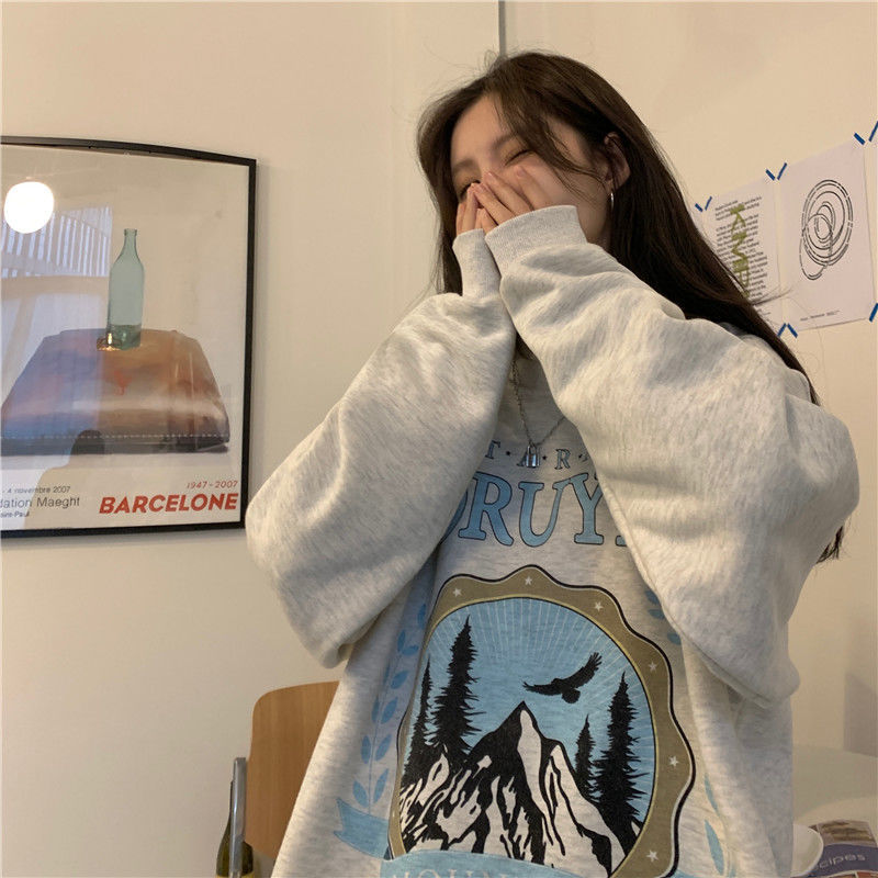 Vintage Mountains Graphic Oversized Sweatshirt - fairypeony