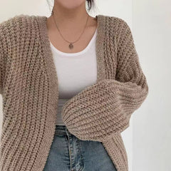 Vintage Oversized Open Front Knit Cardigan