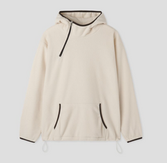 Fleece Hooded Zip-Up Jacket – Double Pocket Casual Winter Coat in Apricot and Brown