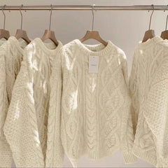 Vintage Wool Pullover Sweater Women Loose Fit - fairypeony