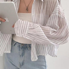 Vintage Striped Oversized Blouse