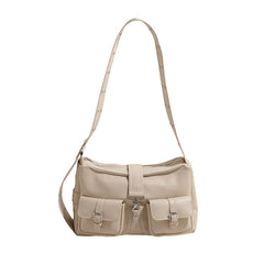 Vintage Pu Leather Buckled Shoulder Bag