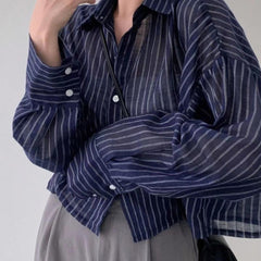 Vintage Striped Oversized Blouse